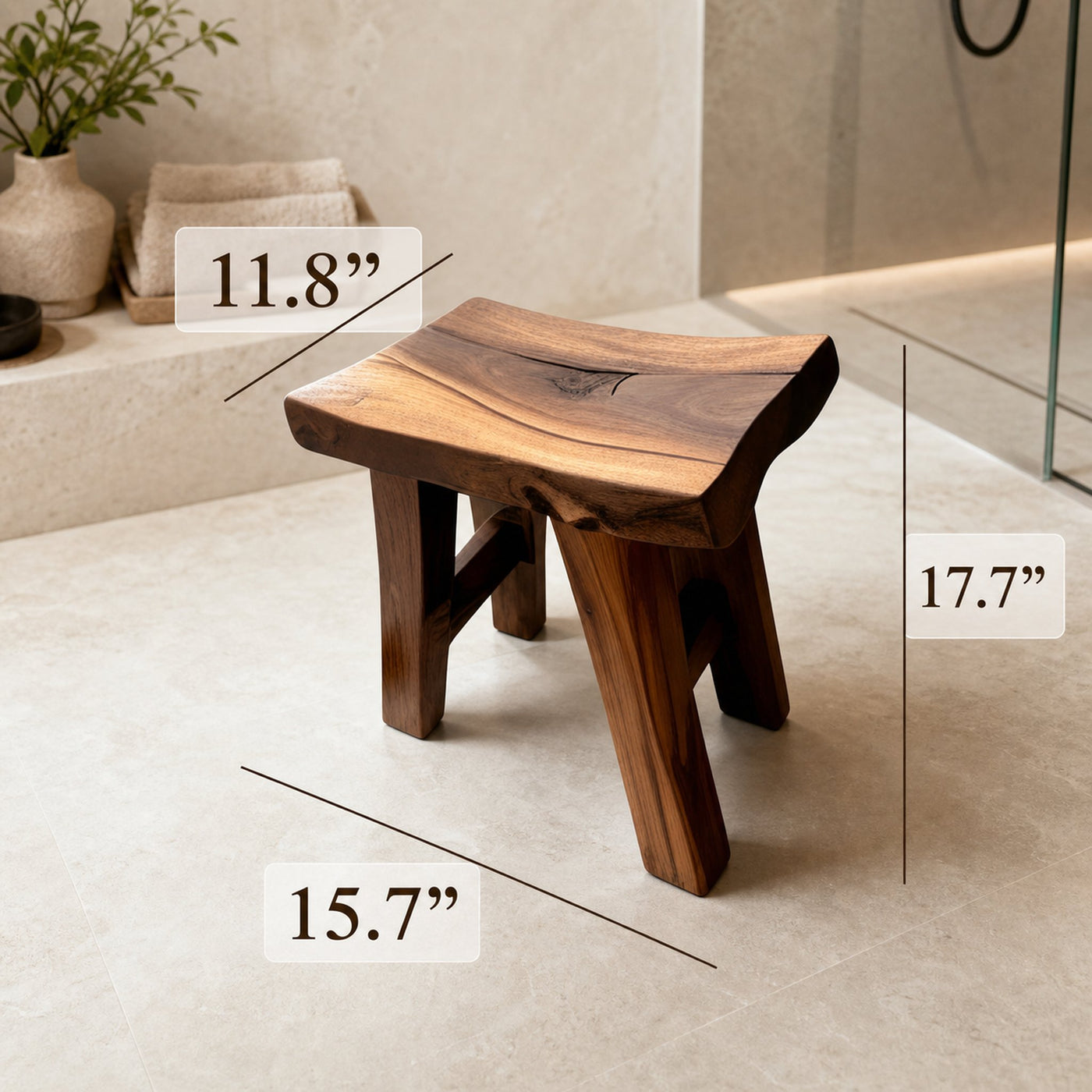 Shower Bench Natural Wood Shower Stool - product view 6