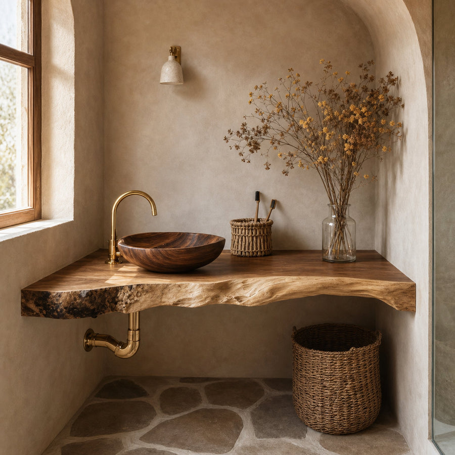 Solid Wood Floating Vanity For Farmhouse Bathroom