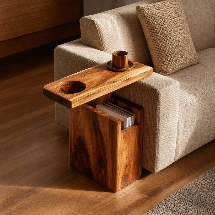 Solid Wood Live Edge Armrest For Sofa And Lounge Area