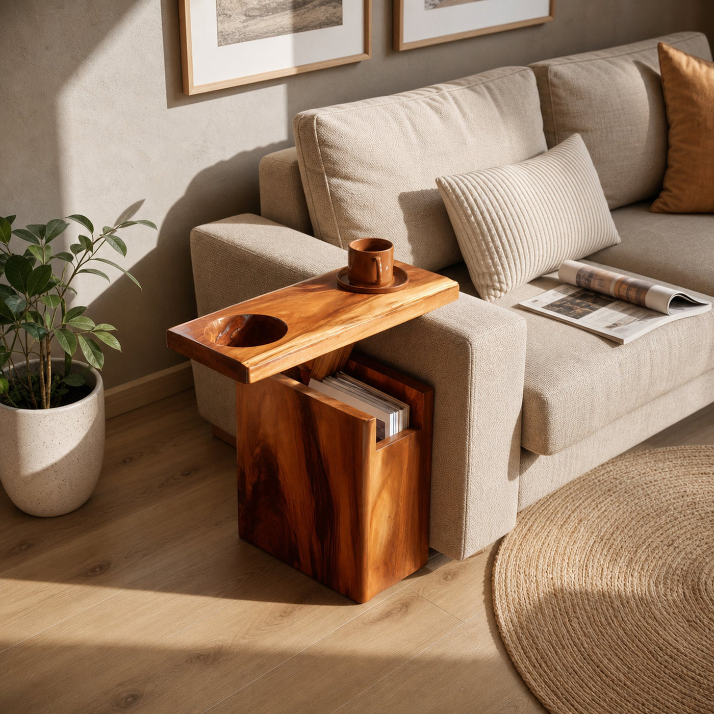 Solid Wood Live Edge Armrest For Sofa And Lounge Area - product view 6