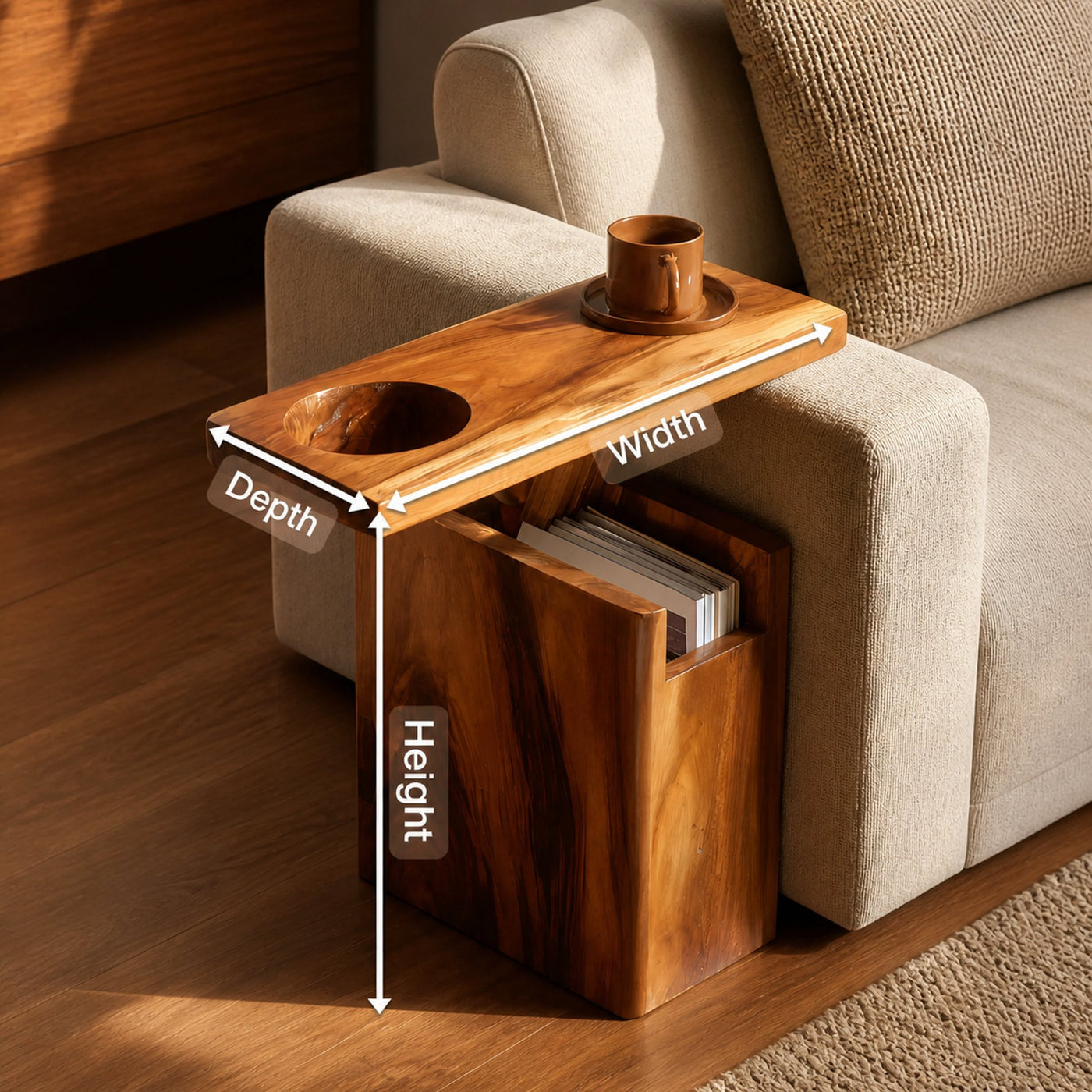 Solid Wood Live Edge Armrest For Sofa And Lounge Area - product view 8