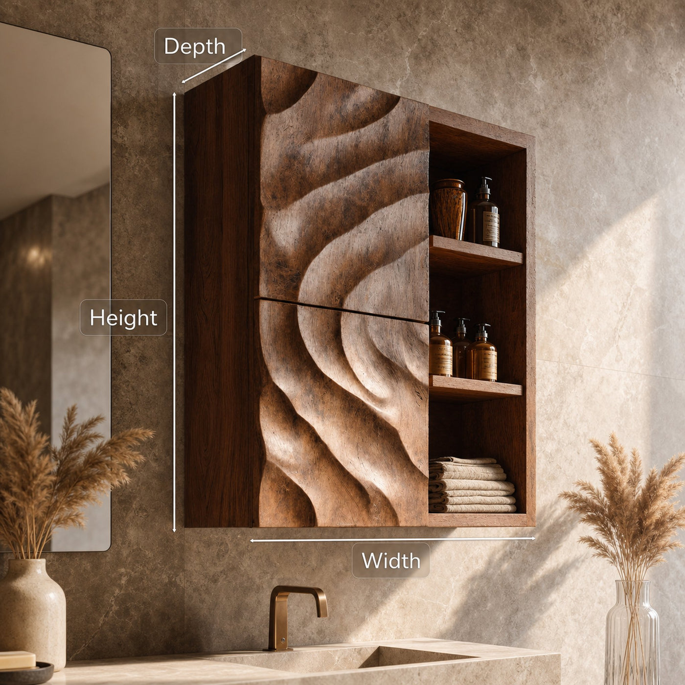Statement Bathroom Cabinet Wave Doors Design For Modern Bathroom - product view 6