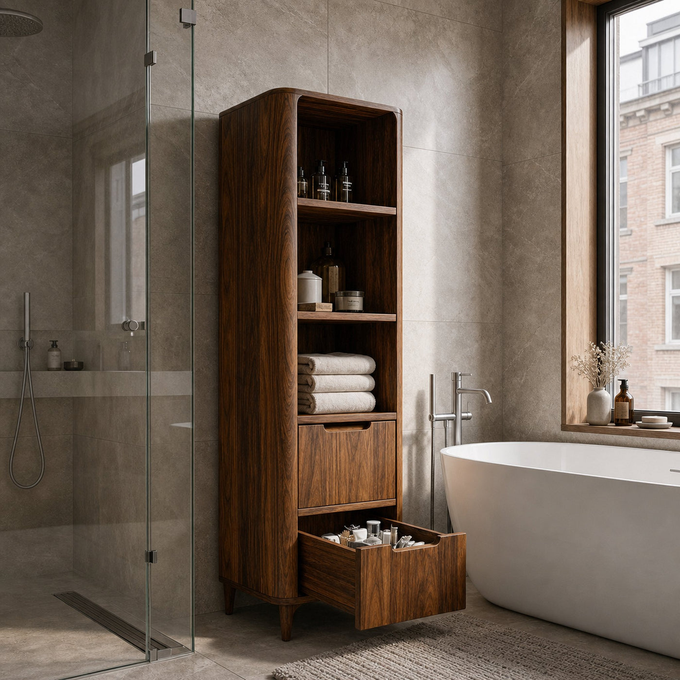 Tall Bathroom Cabinet With Five Tiers For Modern Bathroom - product view 6