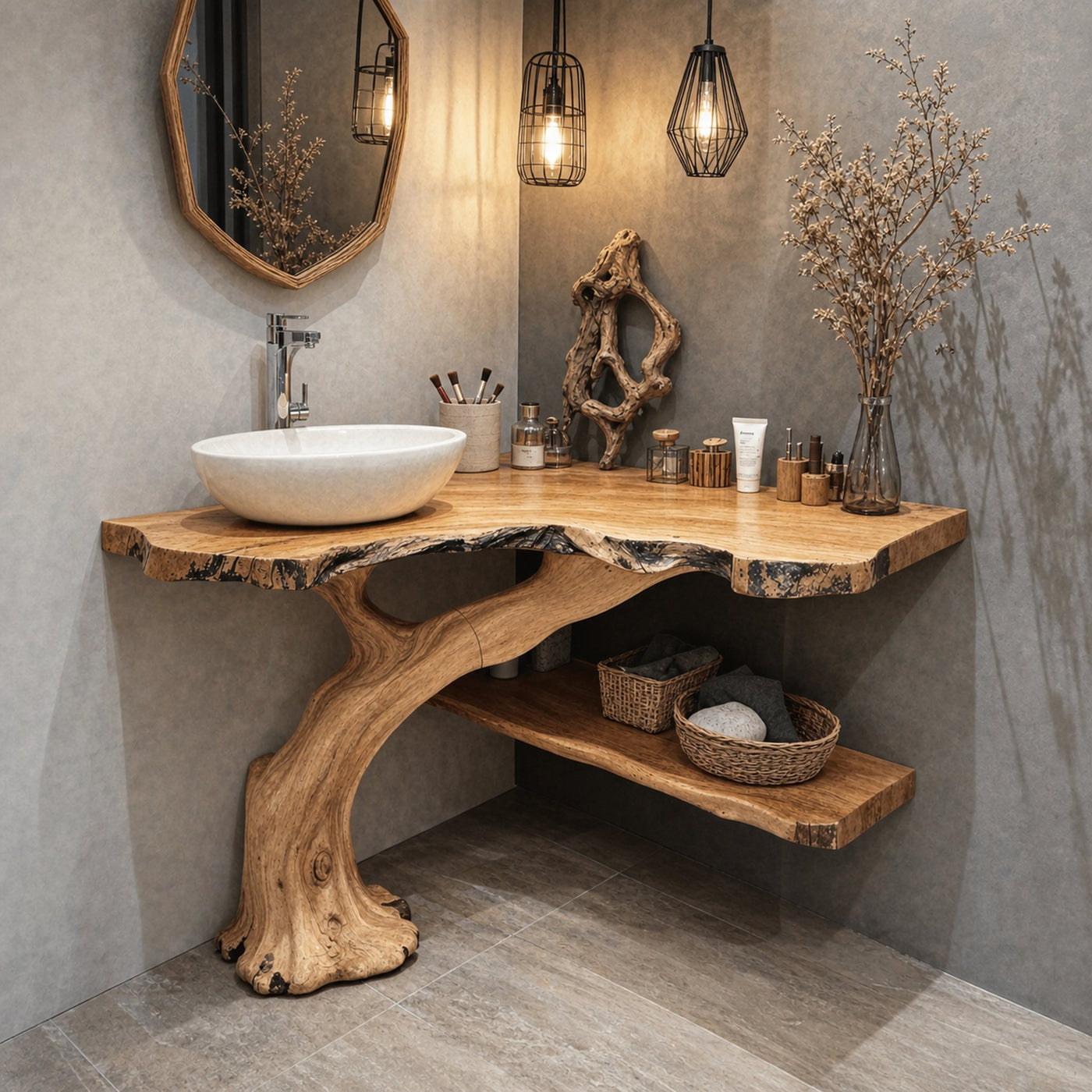 Traditional Wood Corner Bathroom Vanity For Timeless Elegance