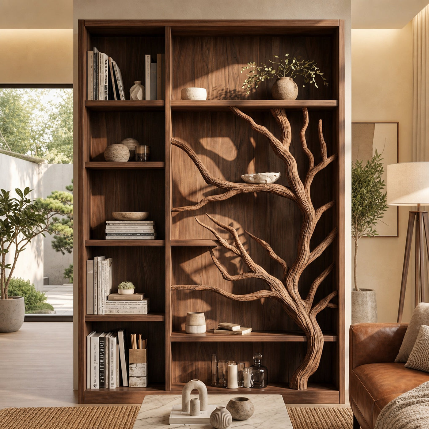Tree Bookcase Cabinet With Open Display Shelves For Living Room And Study - product view 7