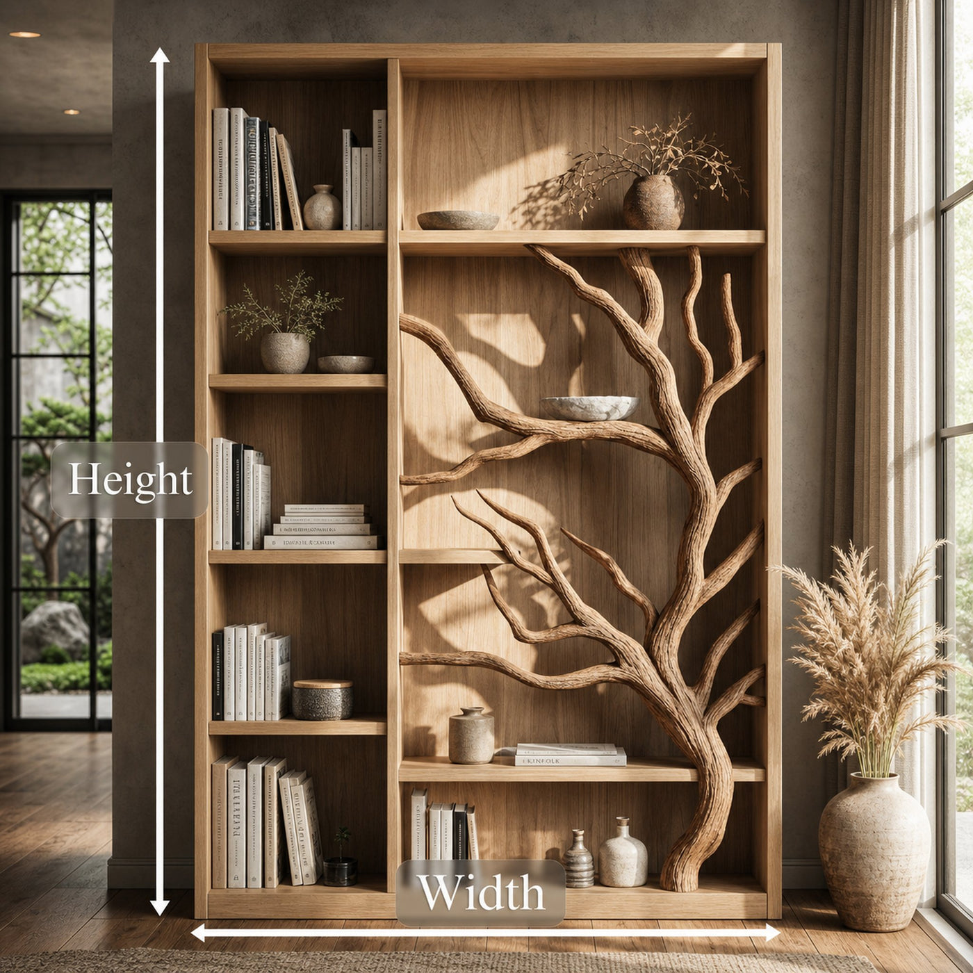 Tree Bookcase Cabinet With Open Display Shelves For Living Room And Study - product view 8