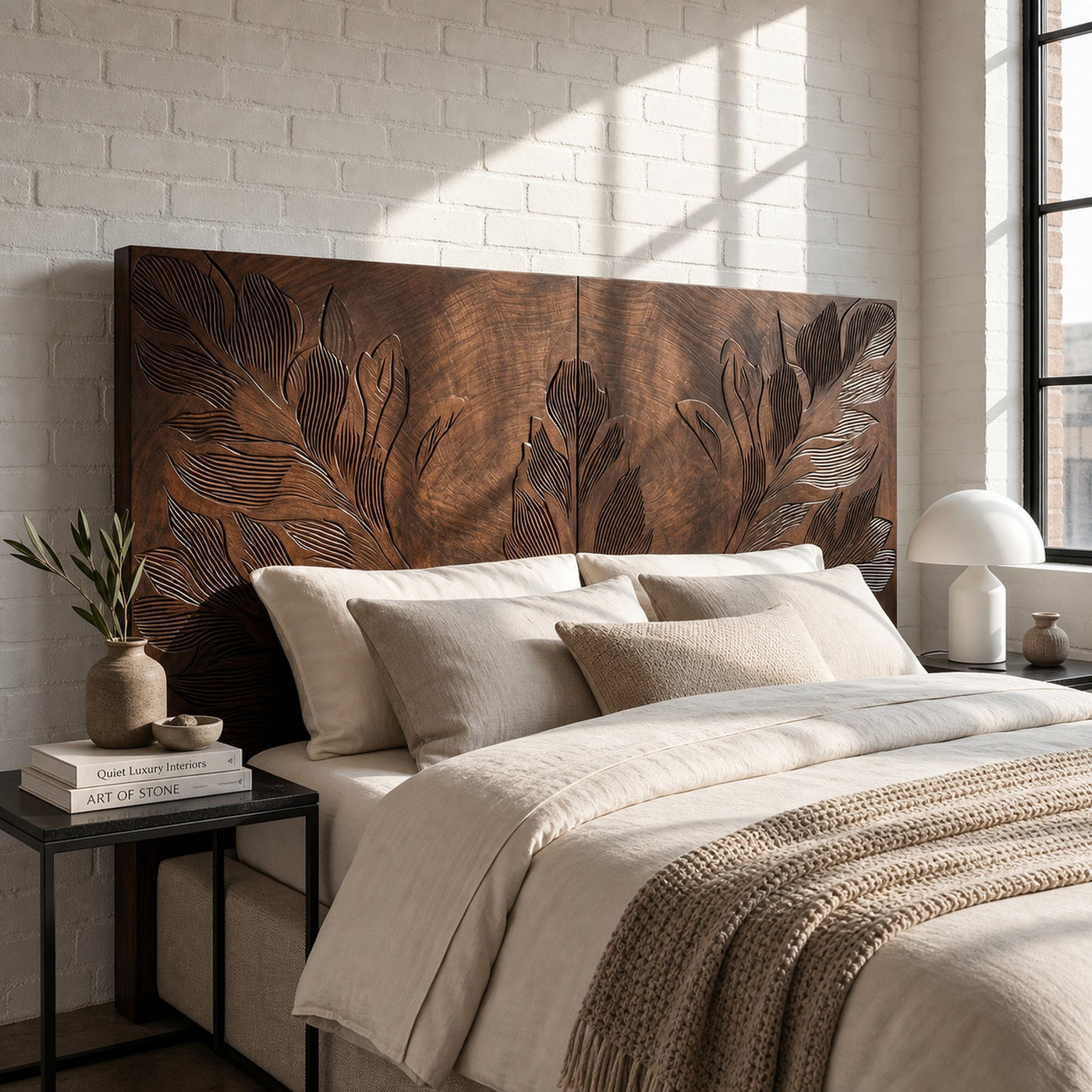 Tropical Botanical Wood Headboard For Warm Coastal Bedroom - product view 7