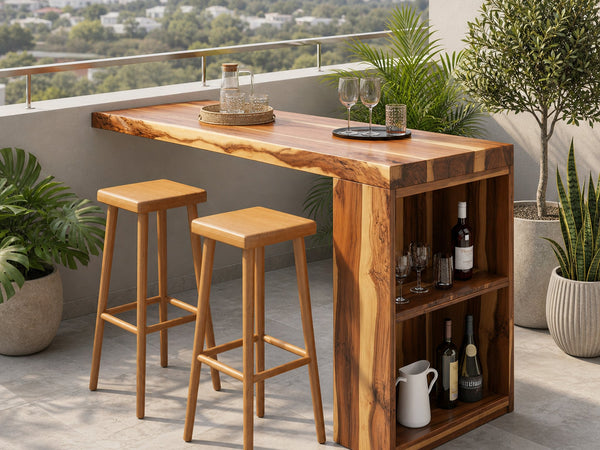 Tropical Live Edge Bar Table For Balcony Or Outdoor Patio