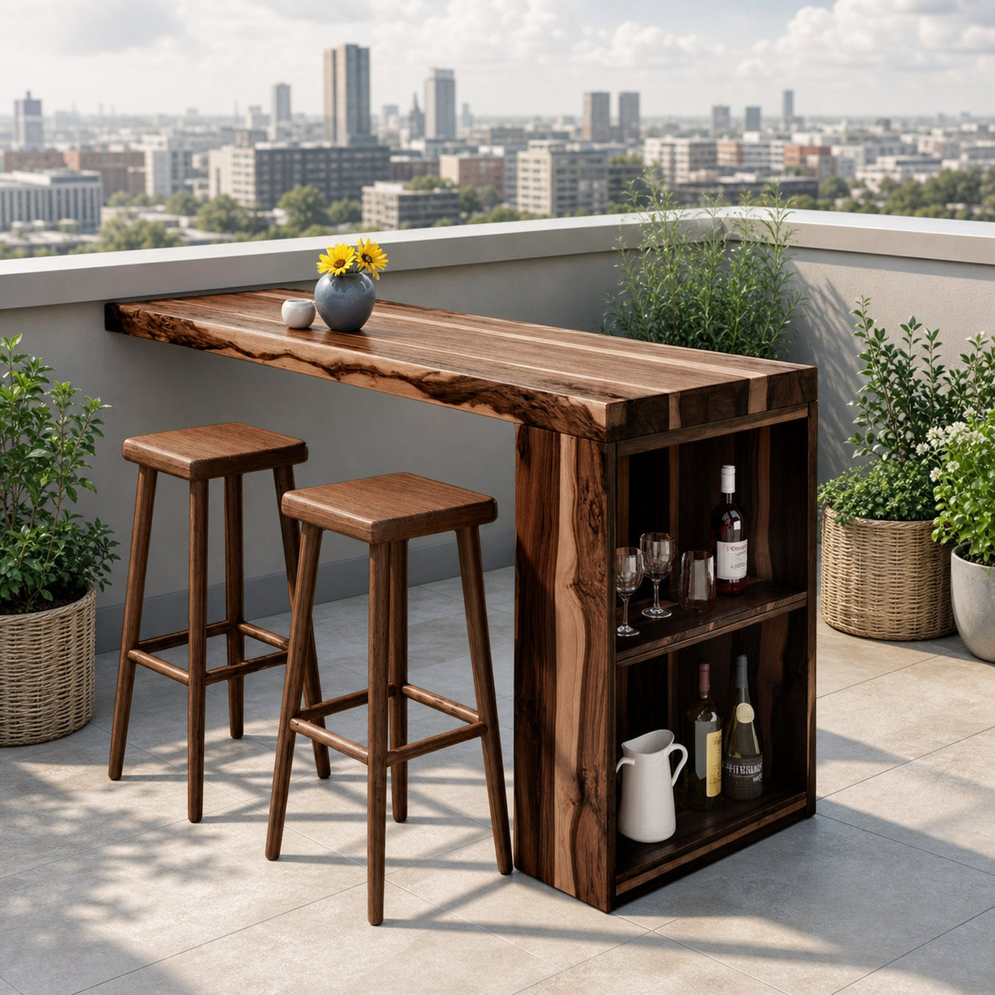 Tropical Live Edge Bar Table For Balcony Or Outdoor Patio - product view 7