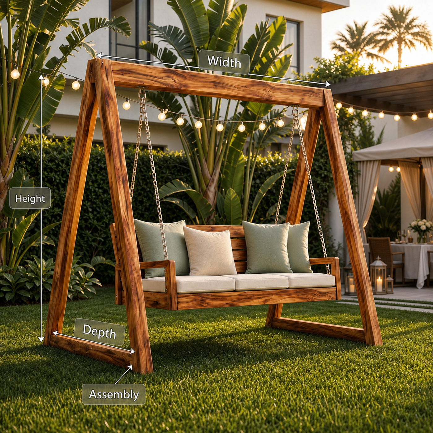 Tropical Wooden Garden Swing Backyard Lounge Seating - product view 8
