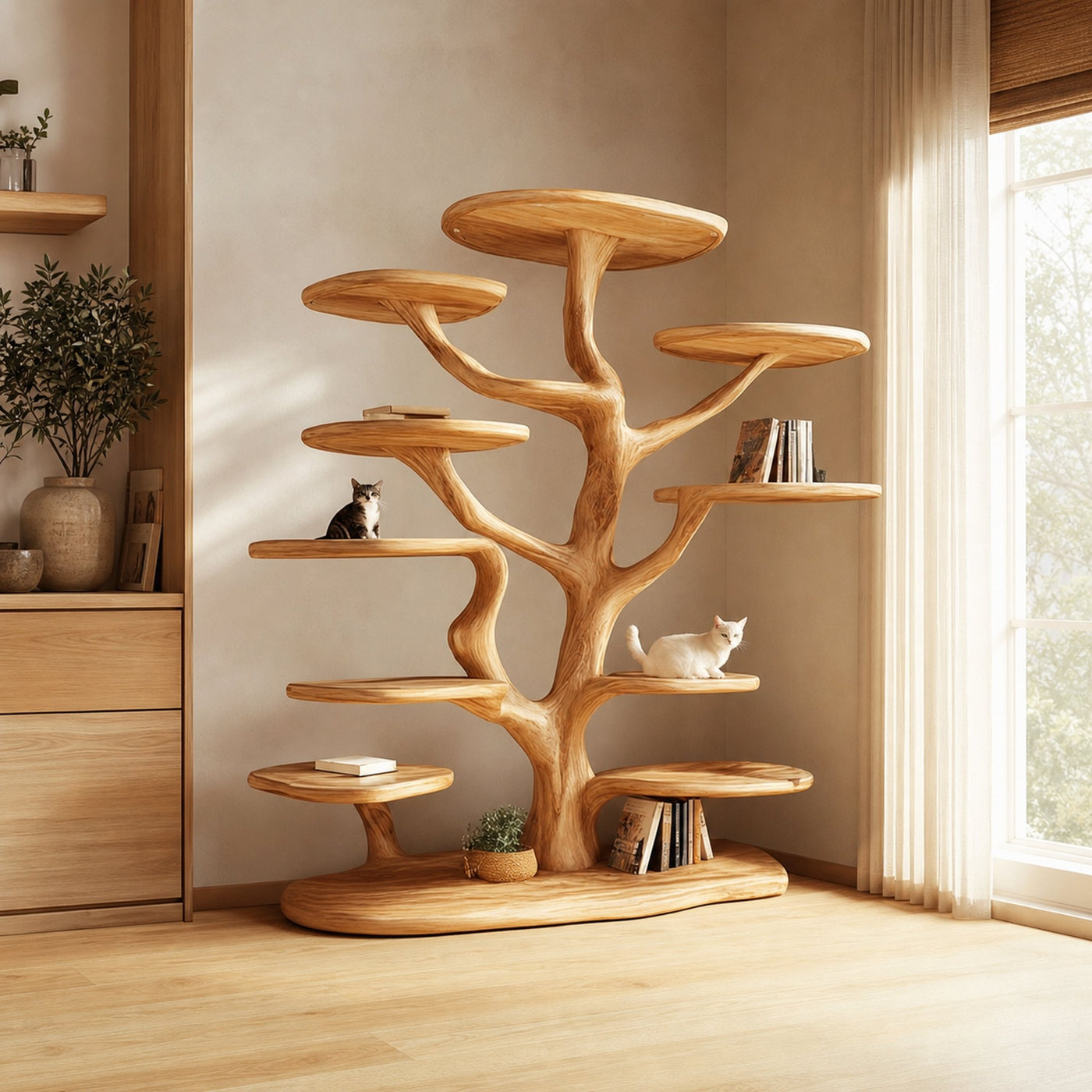Unique Cat Shelf Wall Natural Living Room Decor Room Perfect Pet Gift