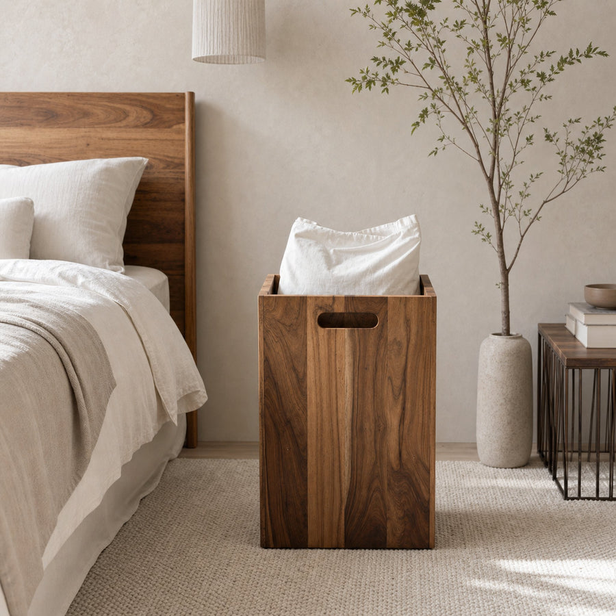 Vintage Solid Wood Storage Bin For Furniture Decor Style