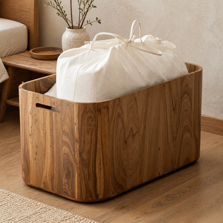 Vintage Wooden Storage Box For Living Room Furniture Decor