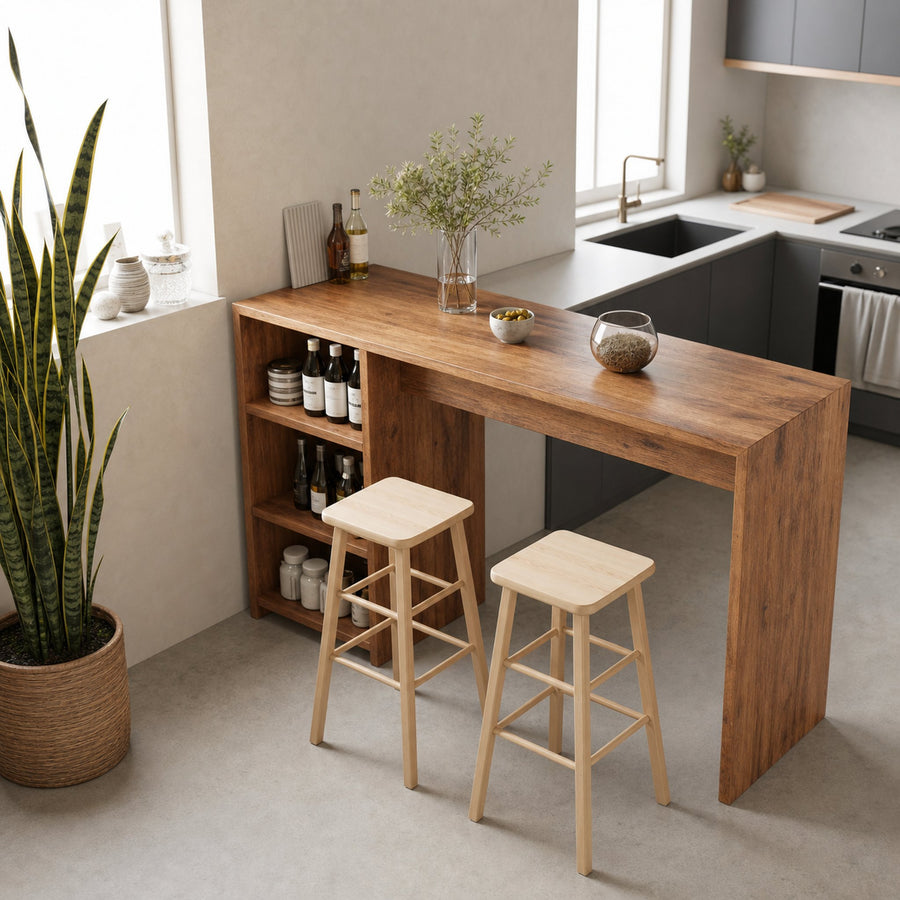 Warm Bar Table With Storage For Compact Kitchen