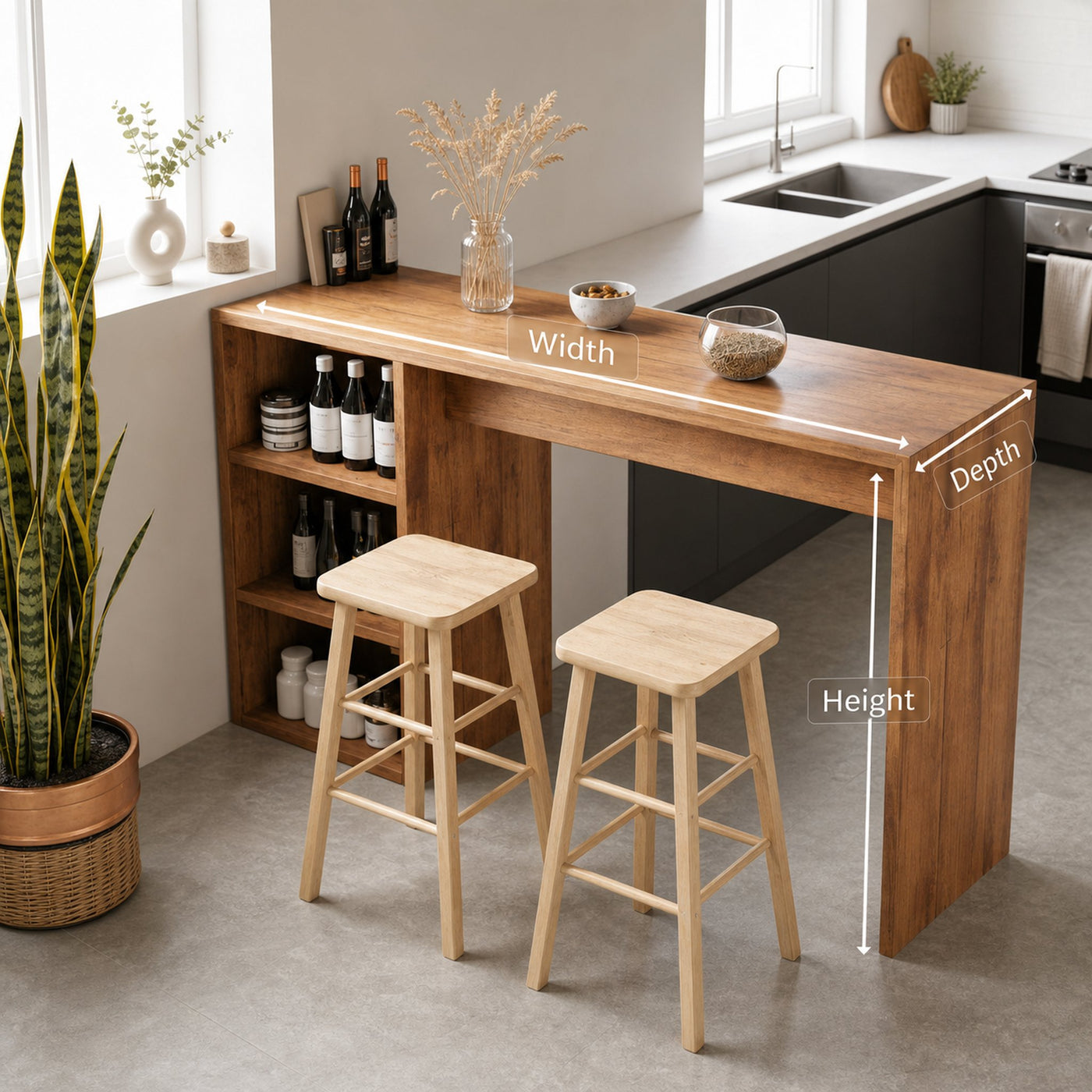 Warm Bar Table With Storage For Compact Kitchen - product view 8