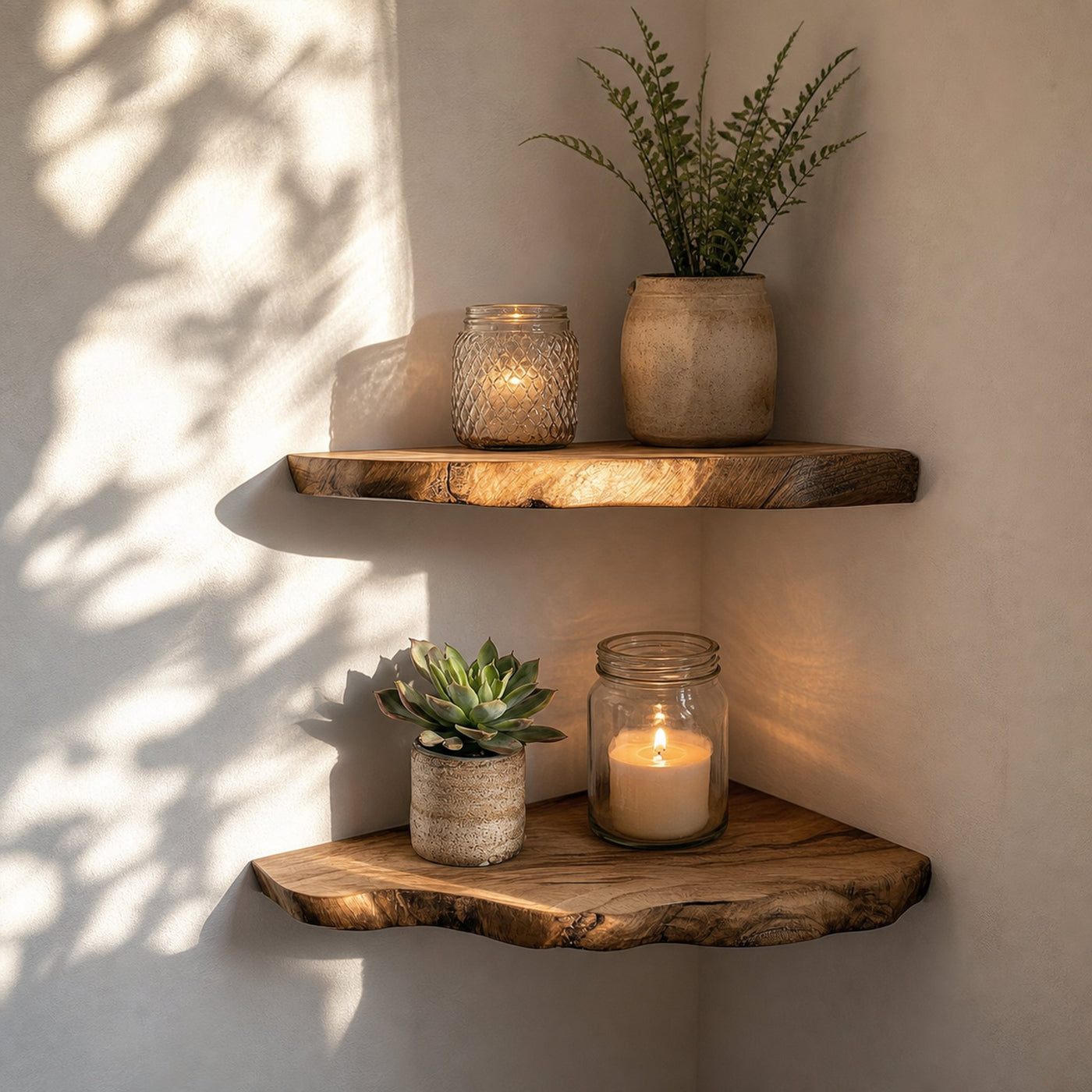 Wood Corner Floating Shelf Home Decor
