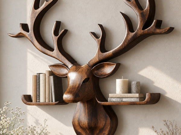 Wood Deer Shelf For Wall Decor In Country Style Homes