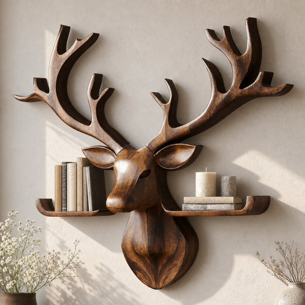 Wood Deer Shelf For Wall Decor In Country Style Homes