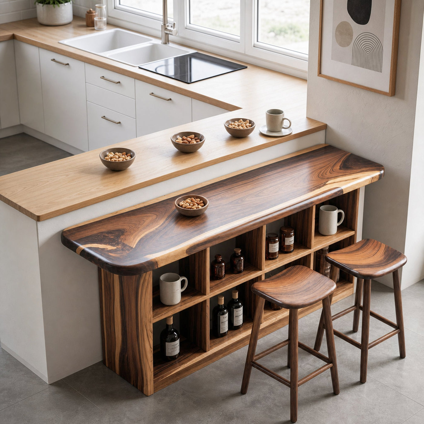 Wooden Bar Table With Storage For Compact Kitchen Or Coffee Bar - product view 6