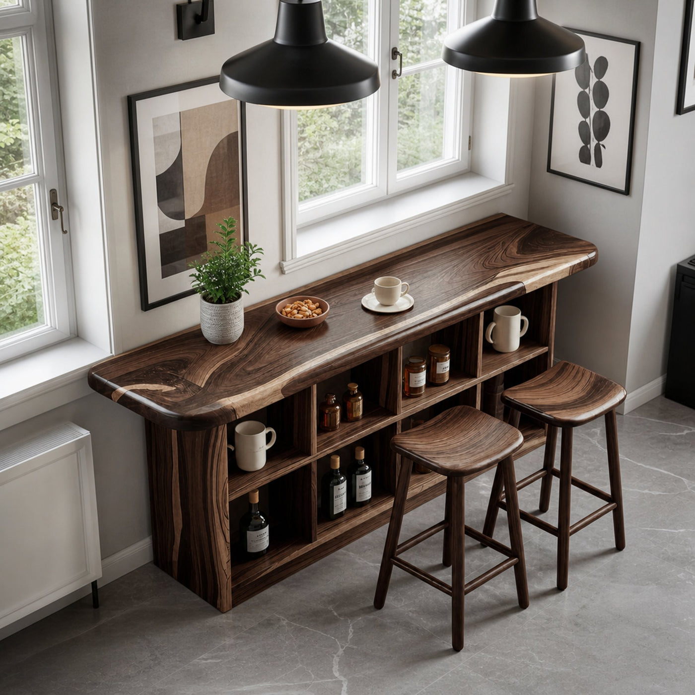 Wooden Bar Table With Storage For Compact Kitchen Or Coffee Bar - product view 7