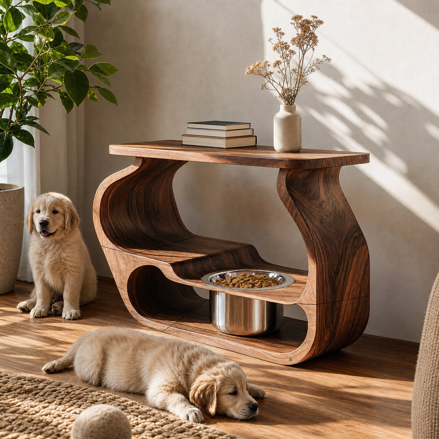 Wooden Dog Bowl Stand Farmhouse Style For Dogs
