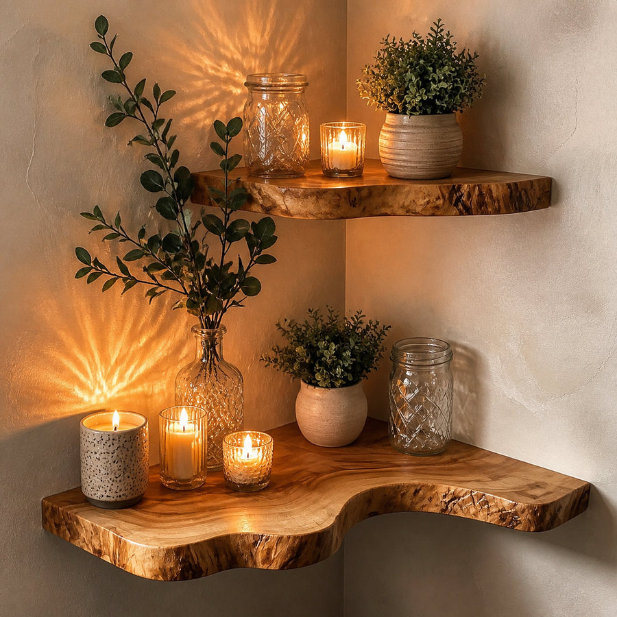 Wooden Floating Shelf Wall Christmas Decor
