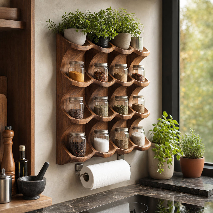 Wooden Kitchen Cabinet Organizer Rustic Style Decor