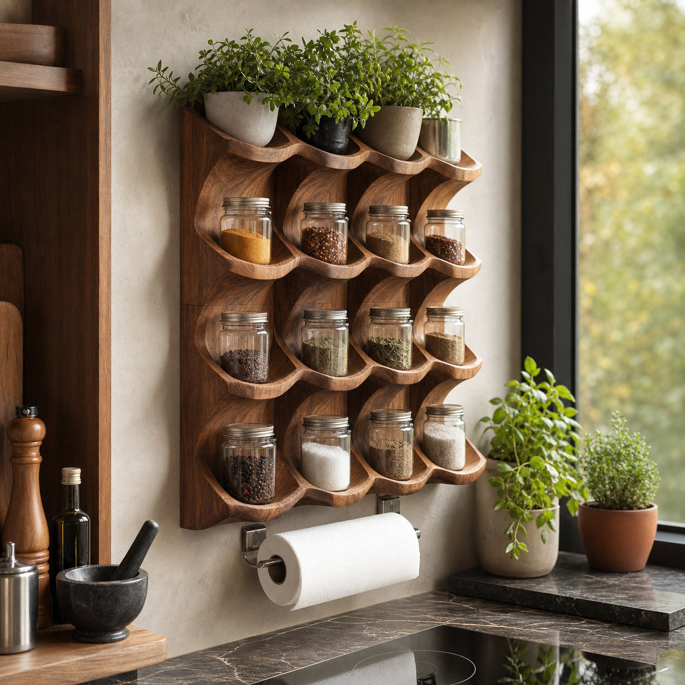 Wooden Kitchen Cabinet Organizer Rustic Style Decor