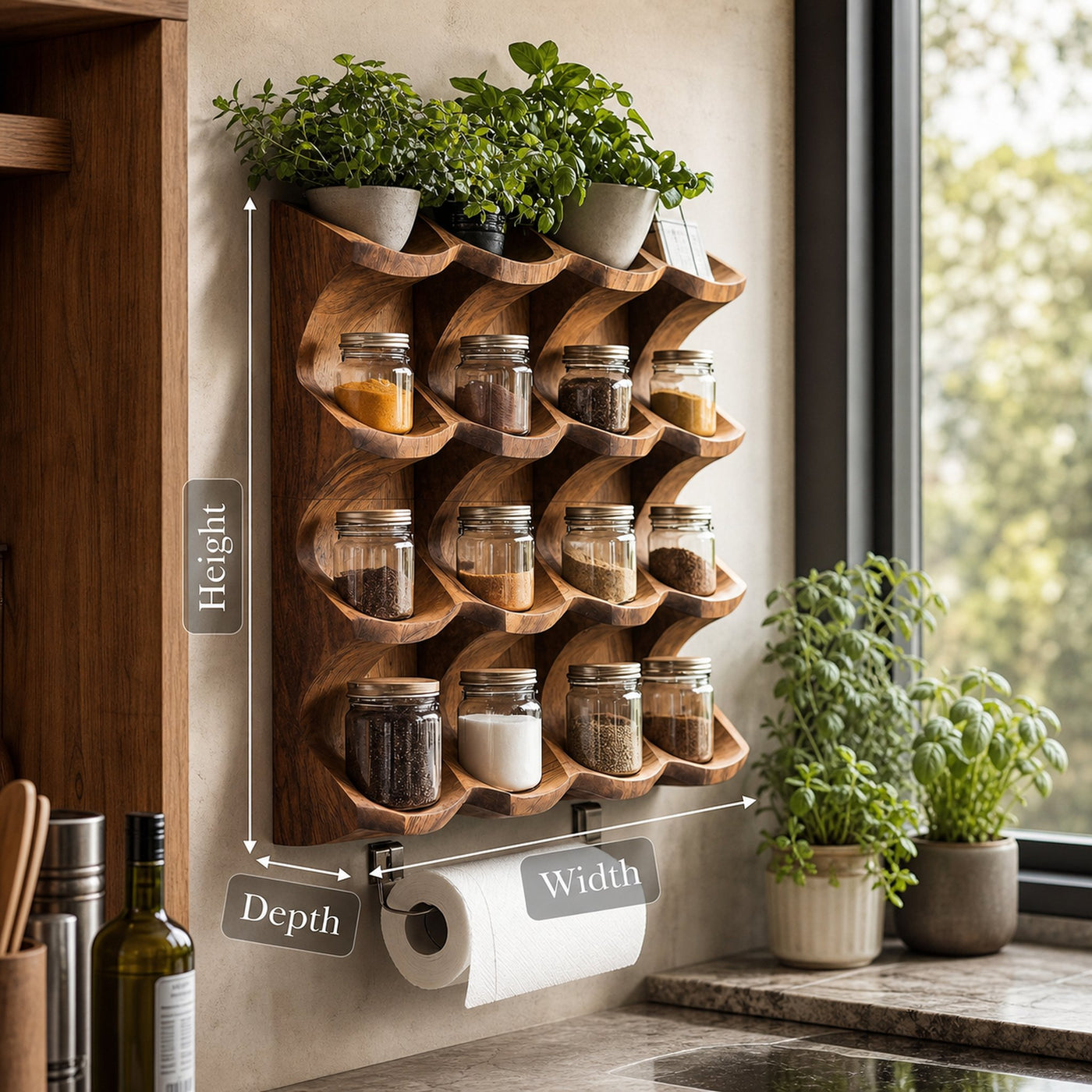 Wooden Kitchen Cabinet Organizer Rustic Style Decor - product view 8