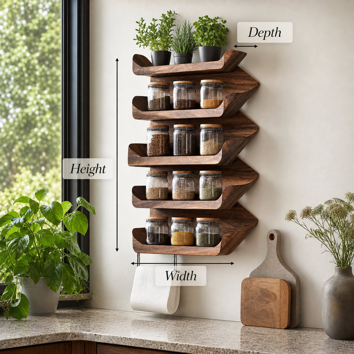 Wooden Spice Rack Mid Century Style For Entryway Design - product view 6