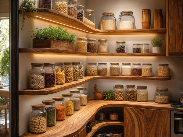 Wooden Spice Rack Shelf Farmhouse Style For Kitchen Use