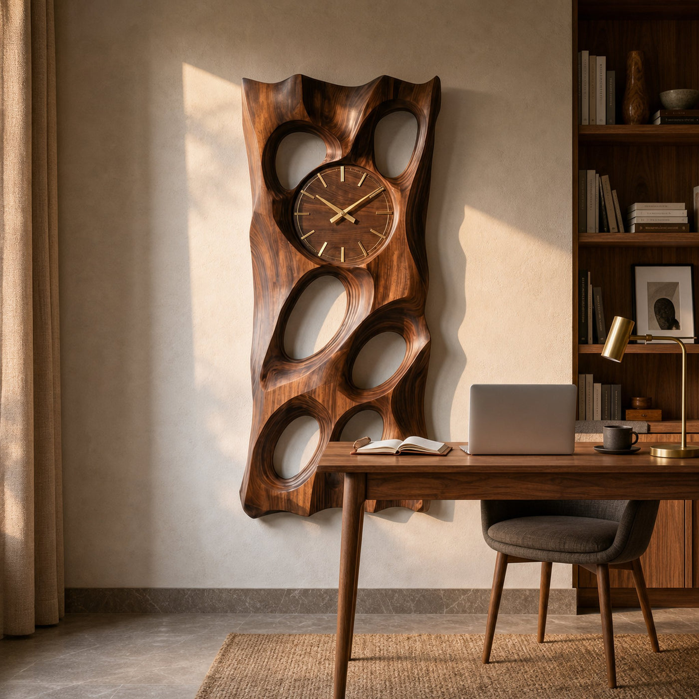 Wooden Wall Clock With Openwork Design For Living Room - product view 6