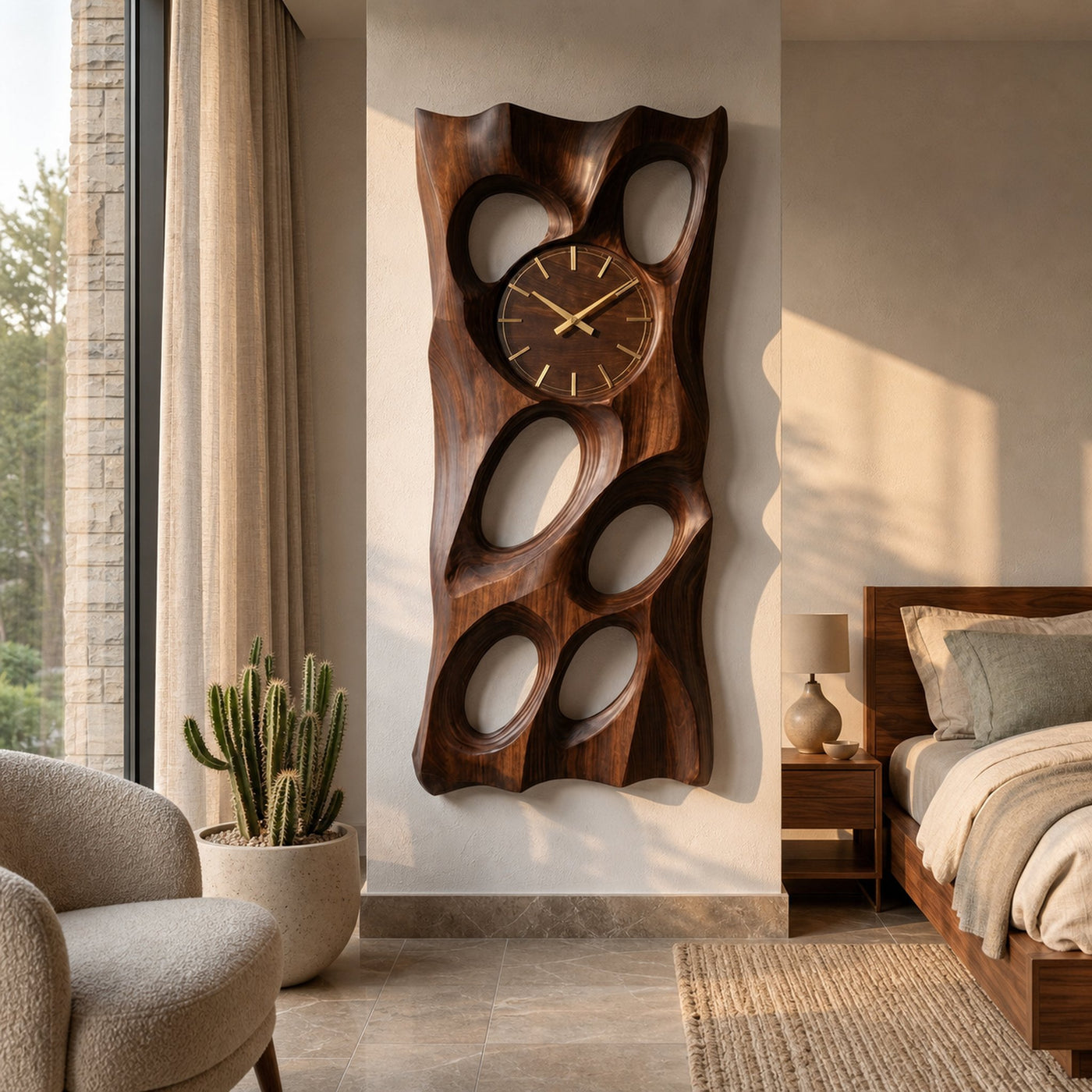 Wooden Wall Clock With Openwork Design For Living Room - product view 7