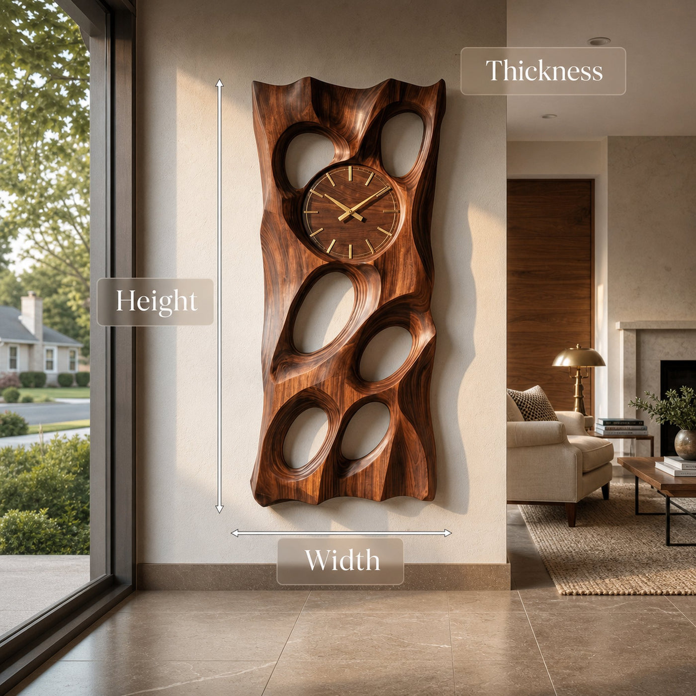 Wooden Wall Clock With Openwork Design For Living Room - product view 8