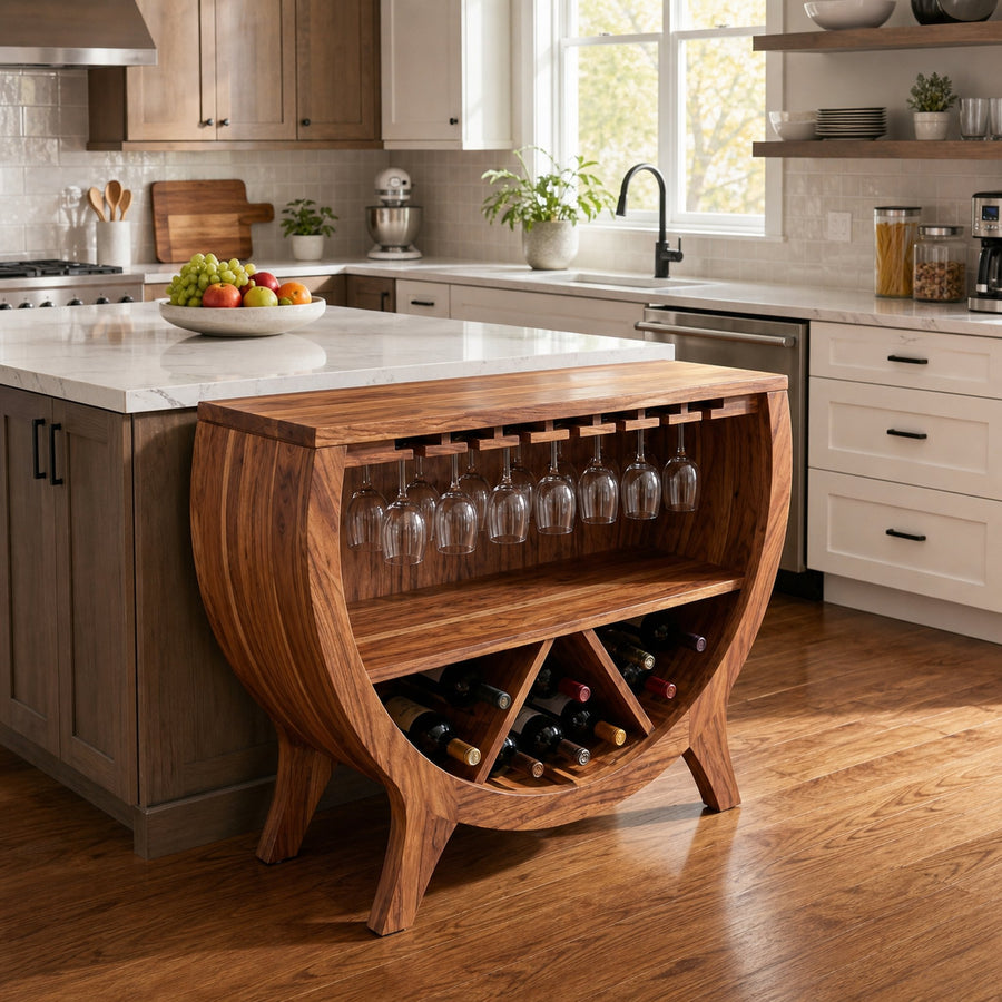 Wooden Wine Cabinet With Bottle Storage For Home Bar