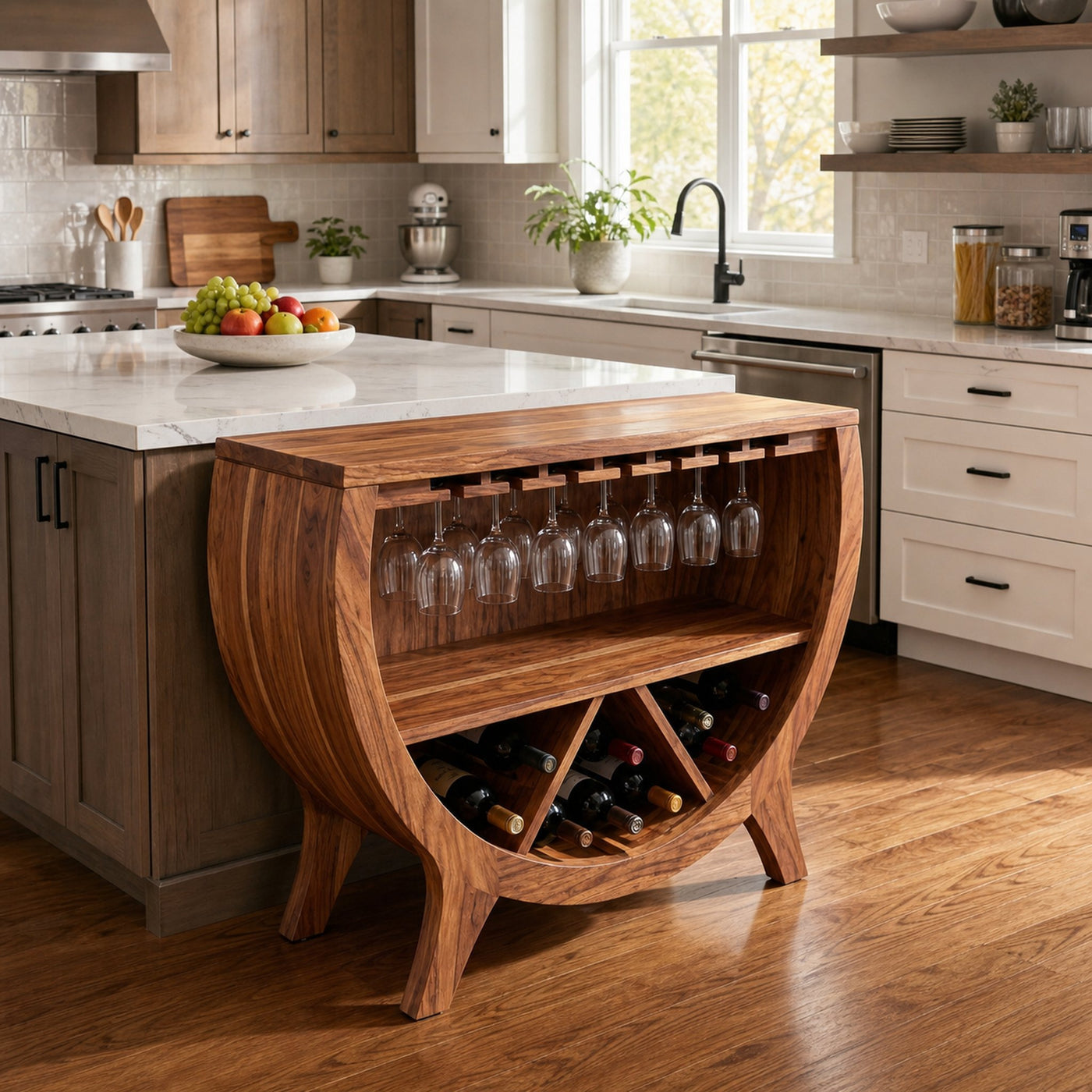 Wooden Wine Cabinet With Bottle Storage For Home Bar