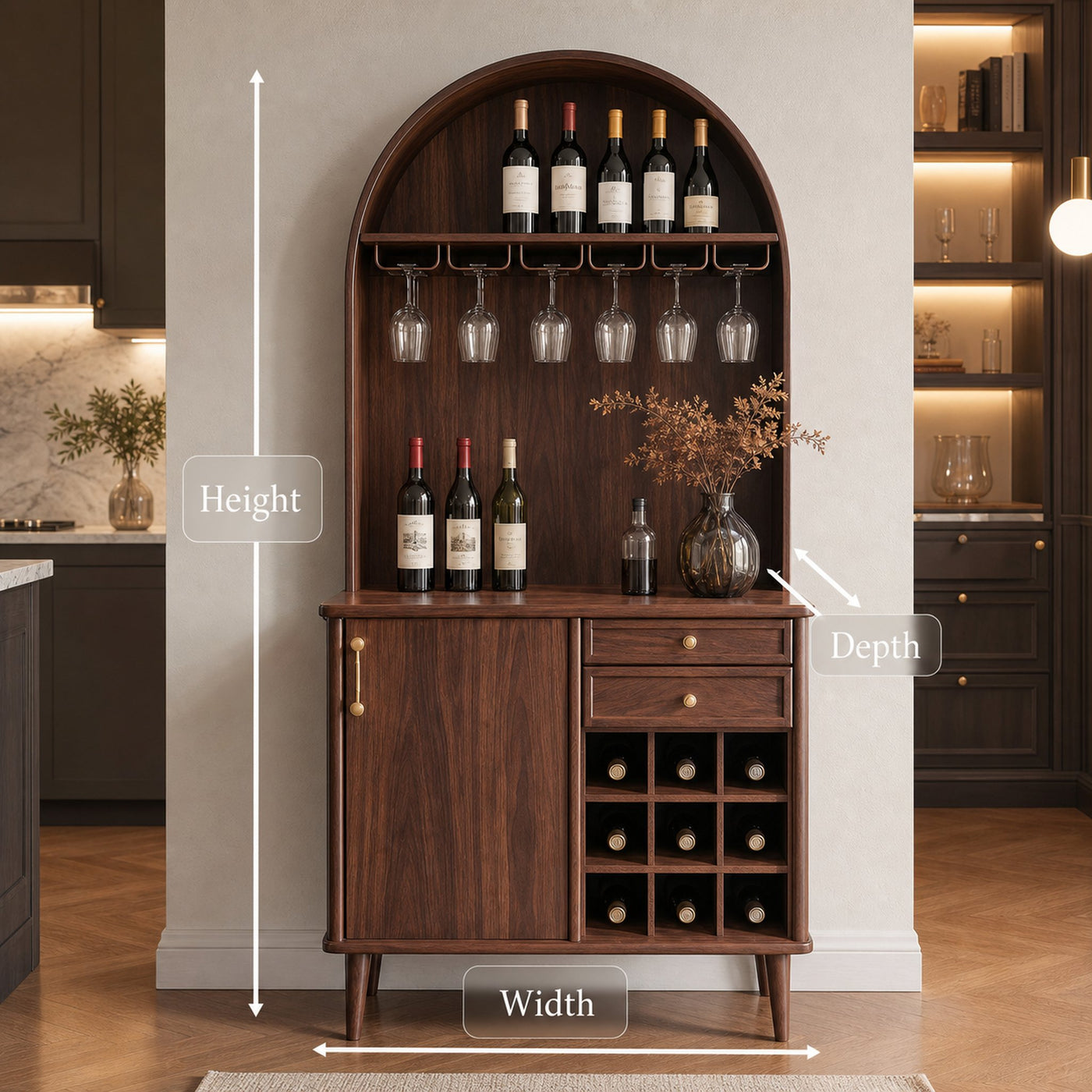 Classic Wine Cabinet With Storage For Dining Room - product view 8