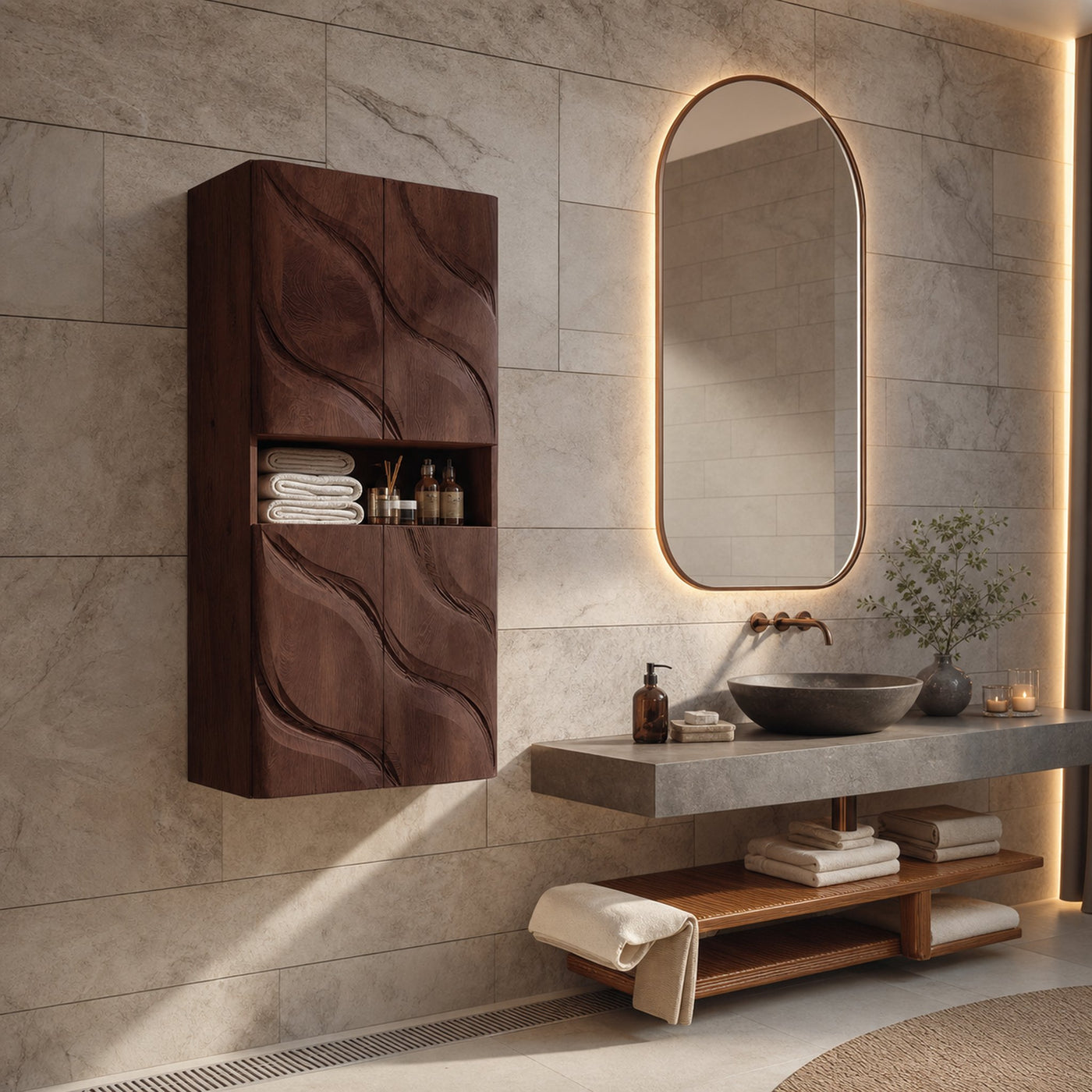 Contemporary Bathroom Cabinet Waves Design For Bathroom - product view 7