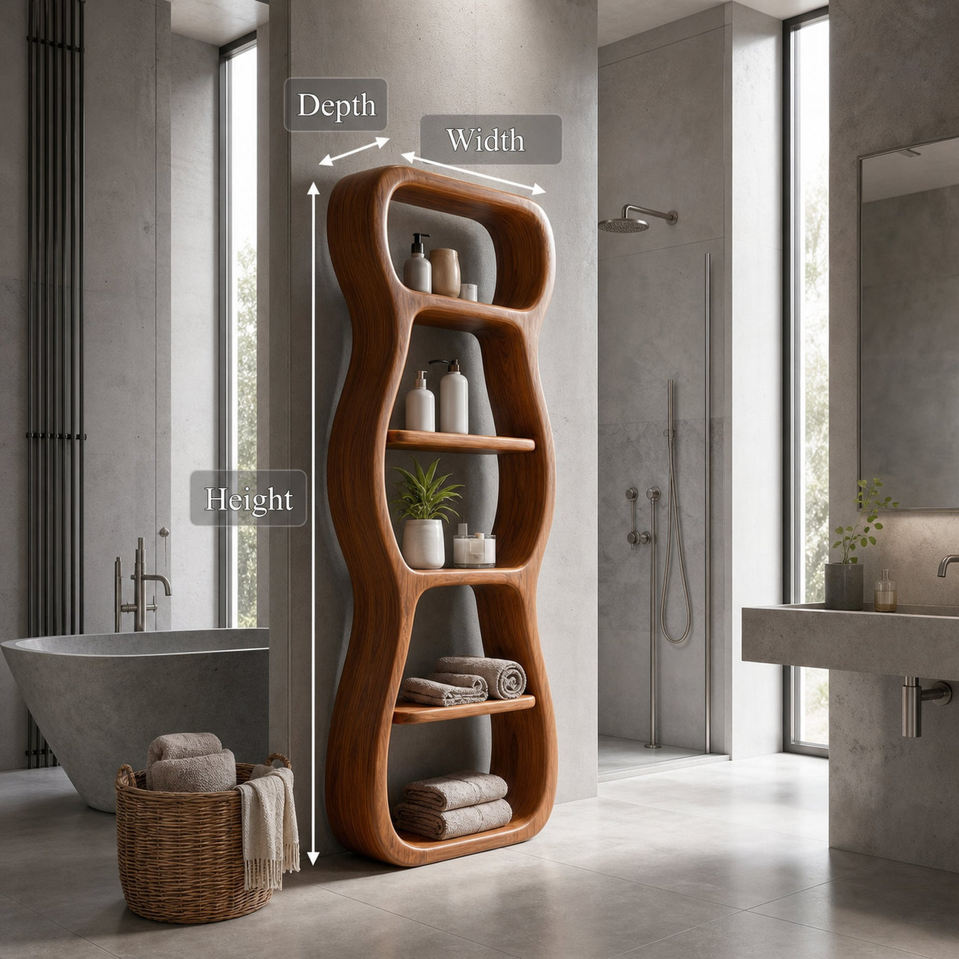 Contemporary Bathroom Storage Cabinet With Unique Sculptural Shape For Bathroom - product view 8