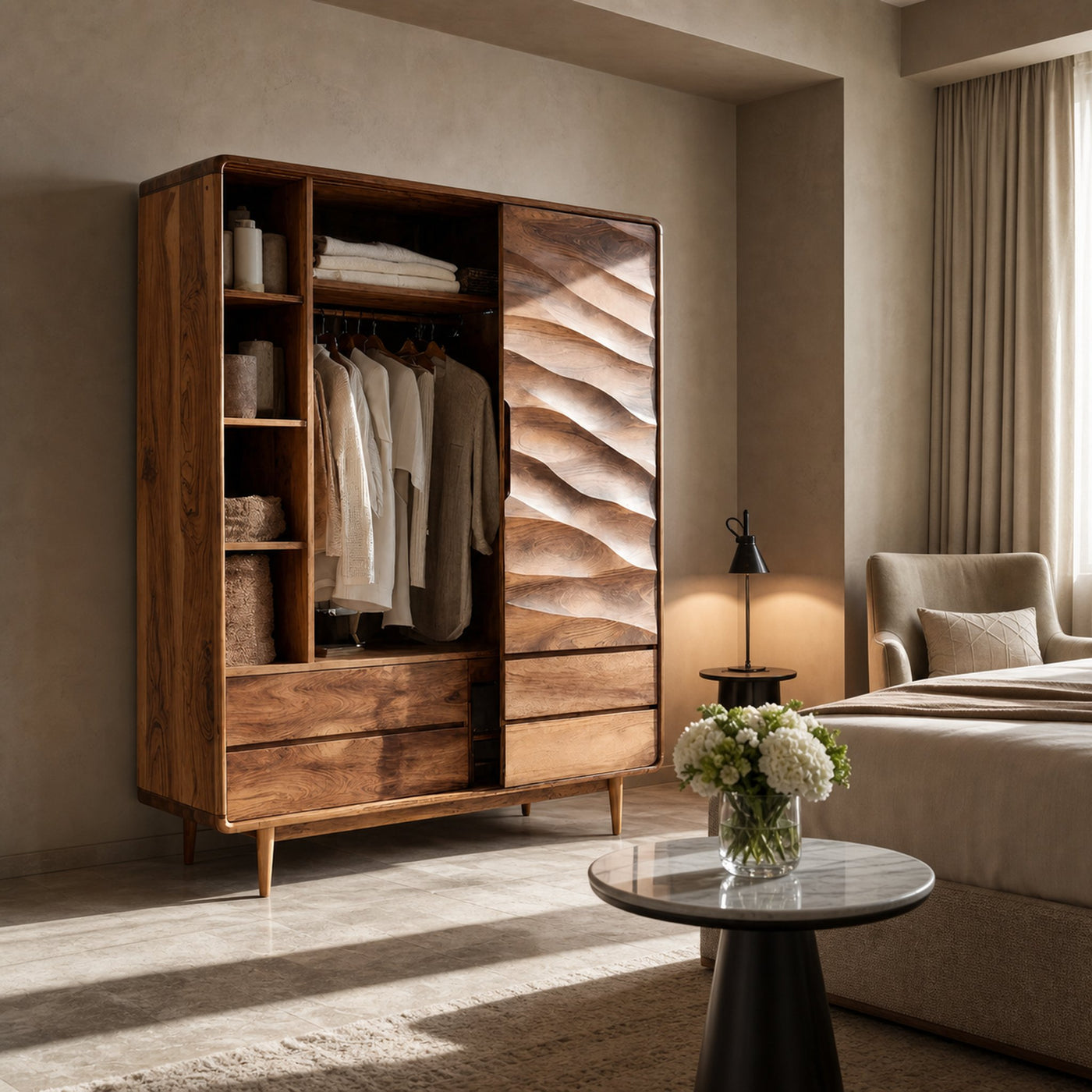 Contemporary Wardrobe With Drawers And Shelf For Bedroom - product view 6
