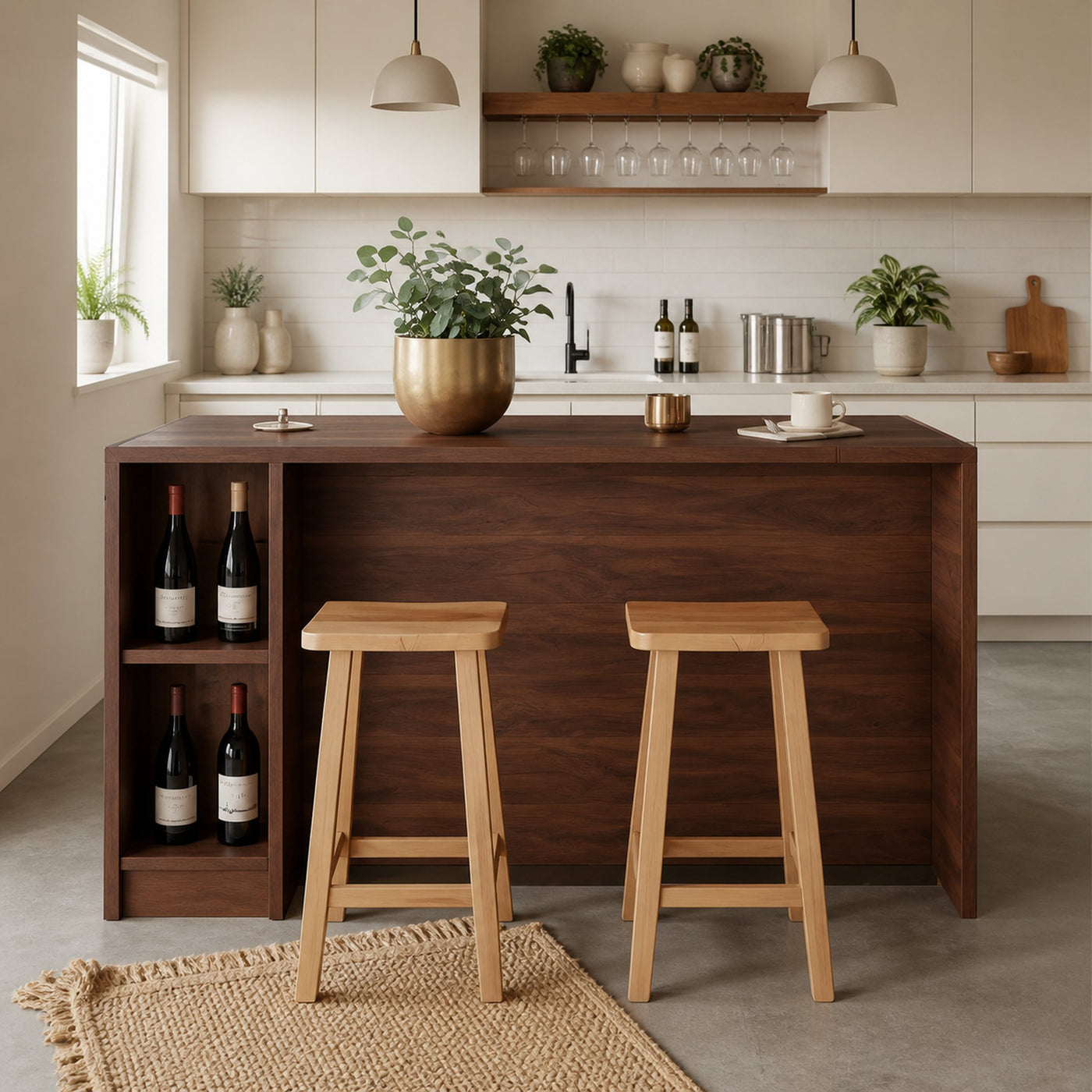 Contemporary Warm Wood Bar Table With Storage For Kitchen Or Breakfast Nook - product view 7