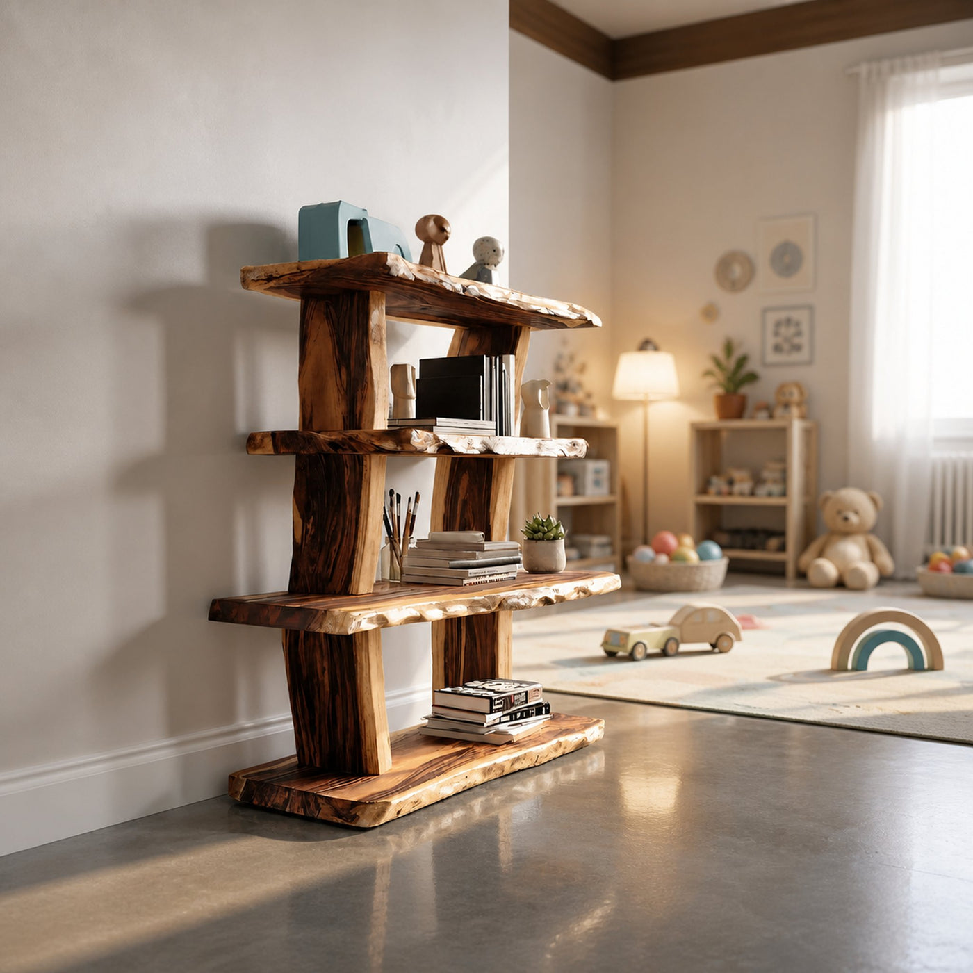 Contemporary Wood Bookshelf For Living Room Storage And Modern Decor - product view 6