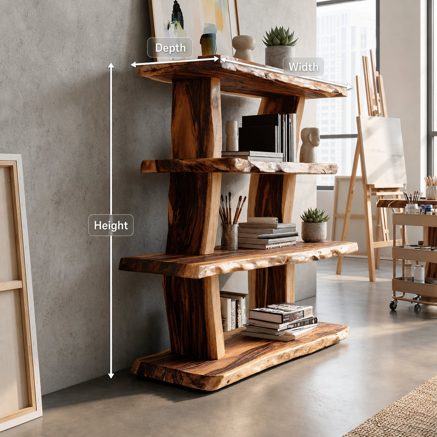 Contemporary Wood Bookshelf For Living Room Storage And Modern Decor - product view 8
