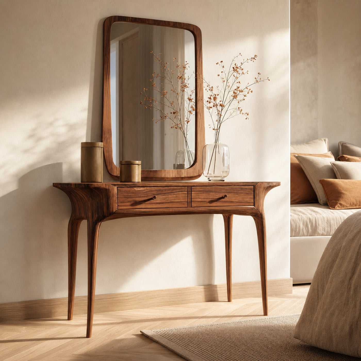 Elegant Handmade Vanity Table With Drawers For Bedroom