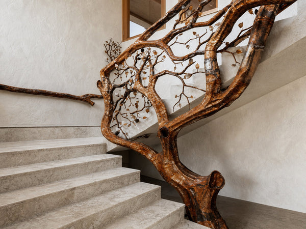 Elegant Wooden Branch And Leaf Stair Railing Custom Stair Railing Country Style