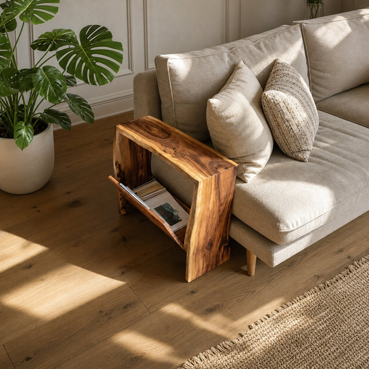 Farmhouse Wooden Side Table For Rustic Home Style - product view 6