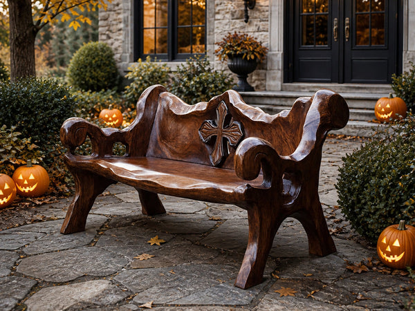 Handcrafted Live Edge Outdoor Bench For Rustic Outdoor Design