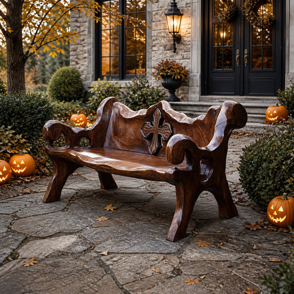 Handcrafted Live Edge Outdoor Bench For Rustic Outdoor Design
