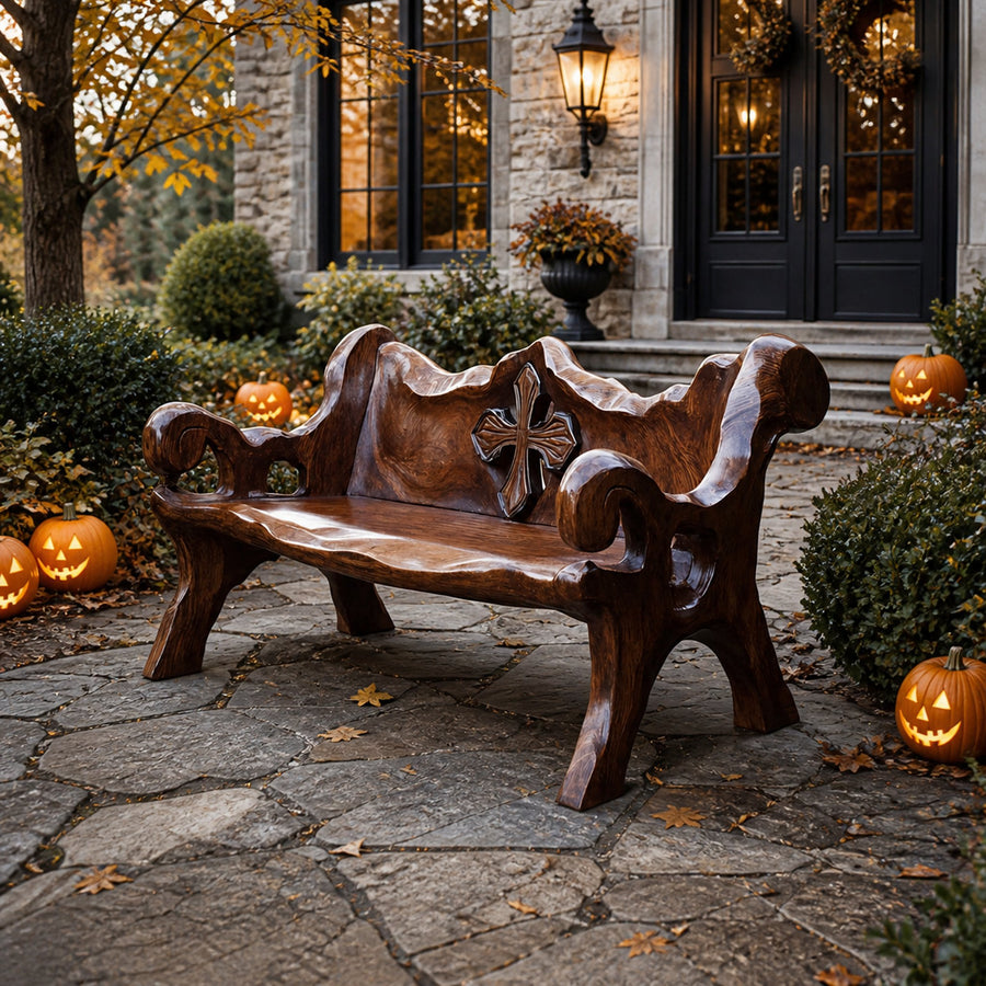Handcrafted Live Edge Outdoor Bench For Rustic Outdoor Design