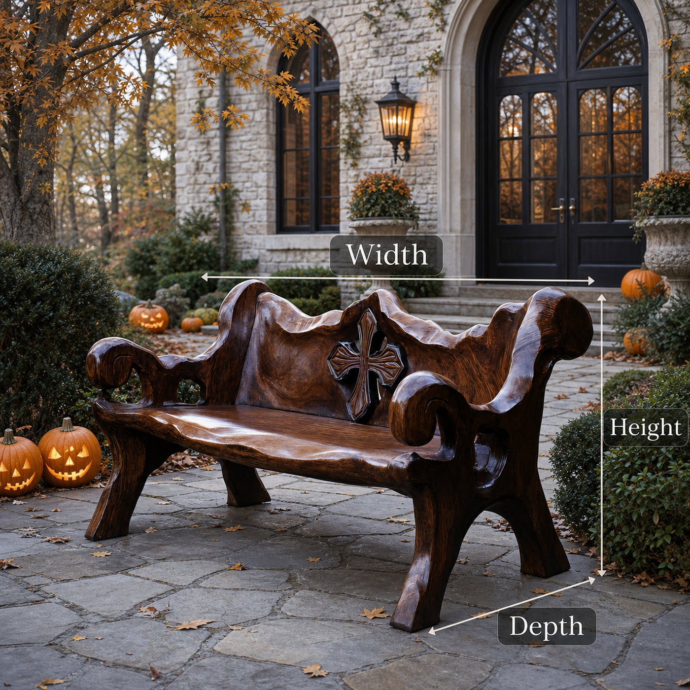 Handcrafted Live Edge Outdoor Bench For Rustic Outdoor Design - product view 6